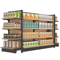 Rayonnage d'affichage en bois de boisson alcoolisée pour le supermarché réglable de gondole de plat de magasin de détail