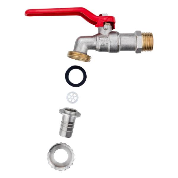 1/2 Hose Union Forged  Garden Water Tap Brass Bibcock With Red Iron Lever Handle