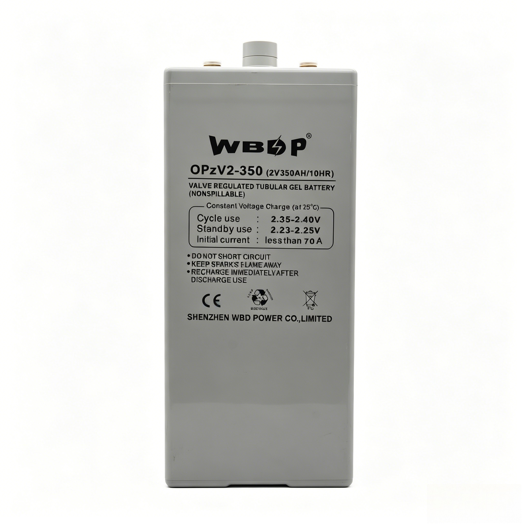 Rechargeable OPZV Battery 350AH 2V Deep Cycle Battery For Off Grid / Grid Tied Solar Systems