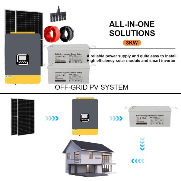 High Quality 3KW Off Grid Solar System with MPPT Controller – Adjustable Voltage 100V–240V