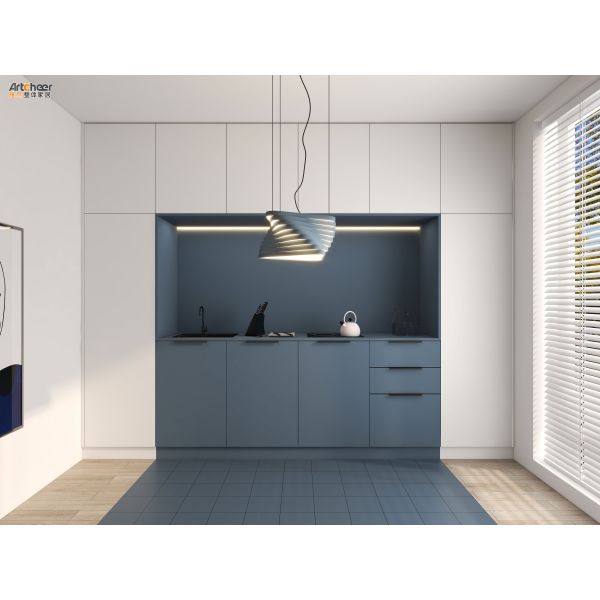 Специальный дизайн роскошные белые ПВХ модульные кухонные шкафы с твердой поверхностью столешницы