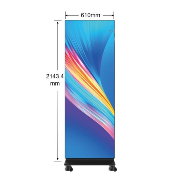 P0.9 LED Poster Display Floor Standing IP54 Cabinet 1x6 Easy And Foldable To Move