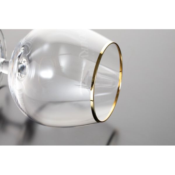 Clear Gold Rim Glass Drinking Goblets 415ml Crystal Cognac Glasses Lead Free