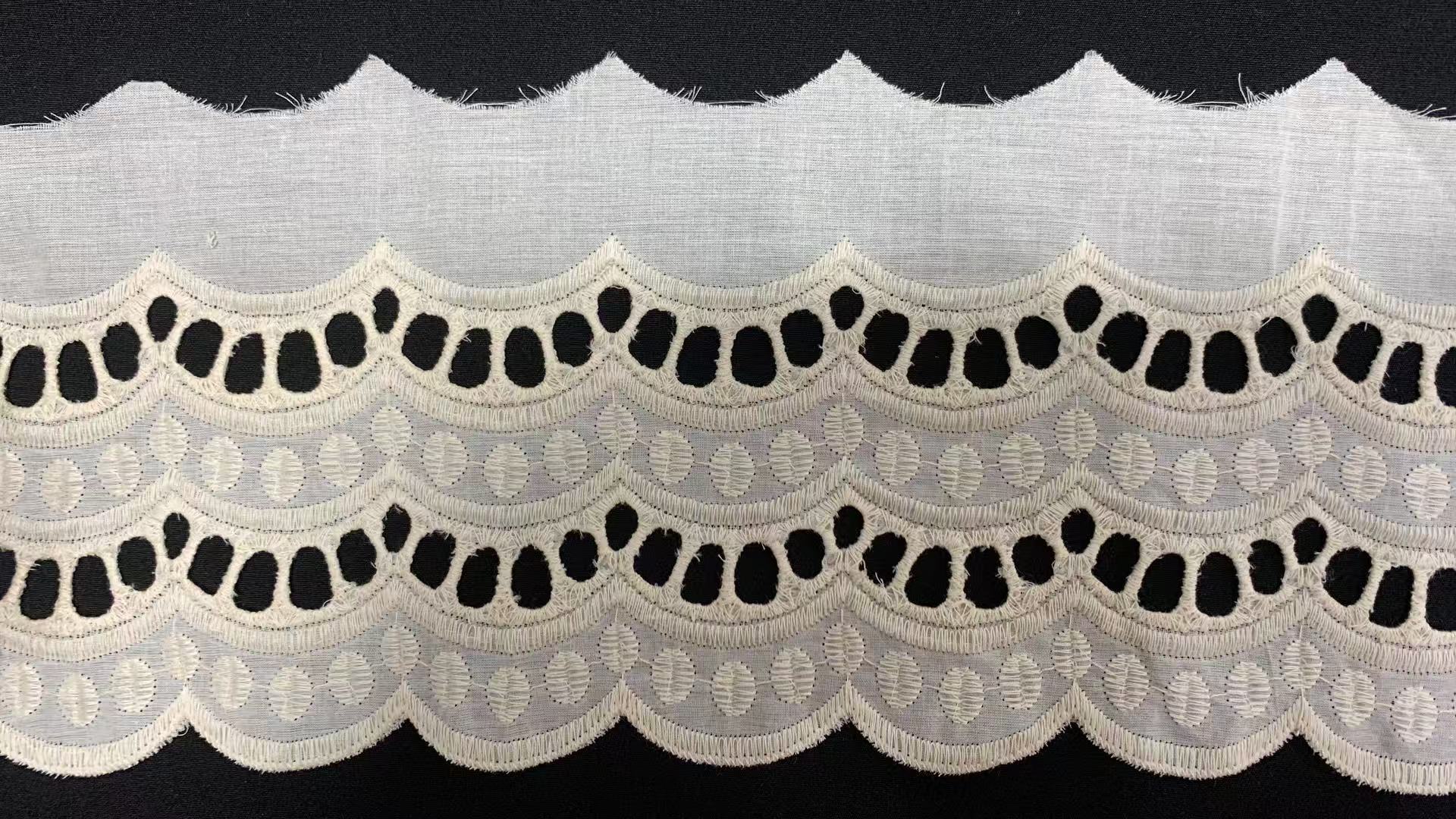 Middle Eastern Scalloped Edge Cotton Lace Trim 3.8 Inches Wide for DIY Textile Accessories