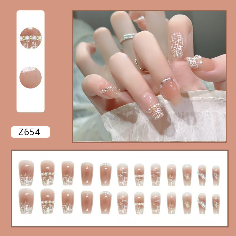 Love Heart Diamond Butterfly Press On Nails 24Pcs Medium Coffin Fake Nails
