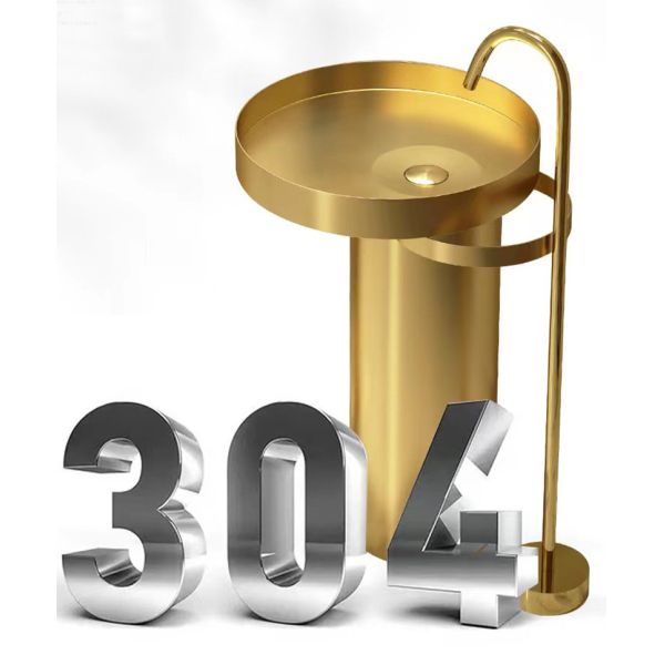 Bathroom 304 Stainless Steel Pedestal Sink Freestanding Splash Proof