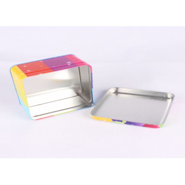 CMYK Printing Square Metal Tins , Food Grade Tinplate Material Metal Gift Box