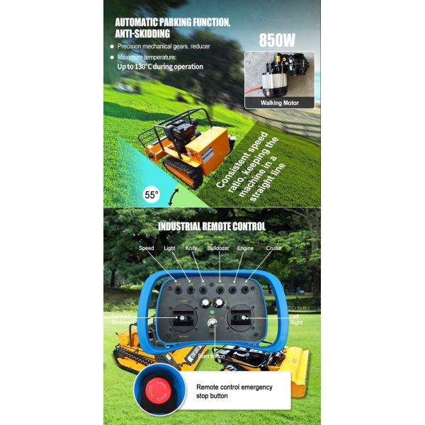 US Spot EPA Certified RC Lawn Mower Robot Wireless Control Flexible Steering Lawn Trimming Orchard Weeding Low Fuel Consumption