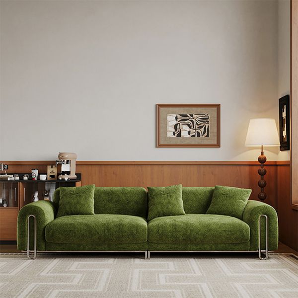 2025 Factory Sale French Minimalist Vintage Chenille Fabric Sofa Green Cream Breeze Living Room Creative Module Sofa Loveseat