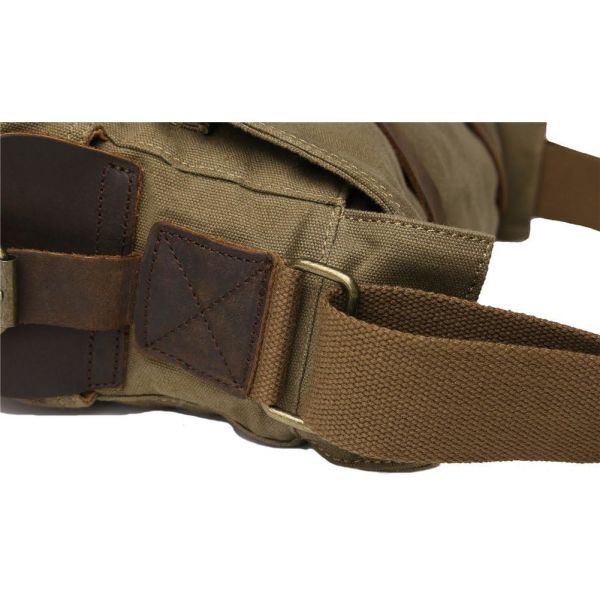 SECHUNK VINTAGE MILITARY LEATHER CANVAS LAPTOP BAG MESSENGER BAGS MEDIUM