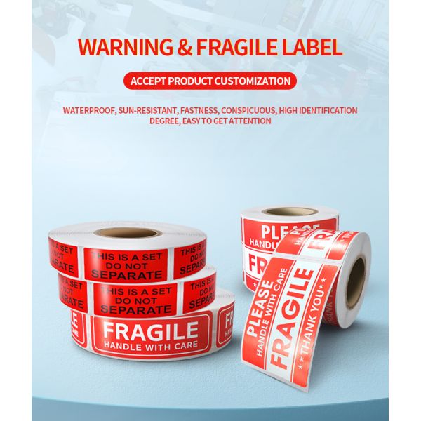 Packing Fragile Warning Labels Custom Printed Strong Adhesive