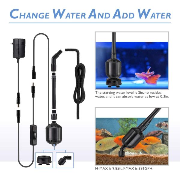 5 In 1 396GPH  12V Aquarium Gravel Cleaner