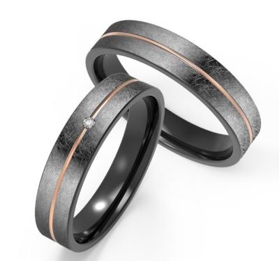 Frosted Mens Black Titanium Ring With Rose Gold Single Ring Set Zircon Couple Ring