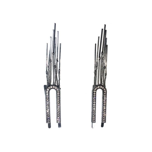 Ladies Metal Shoe Rhinestone Accessories 1.6cm*4.2cm 6.2cm With Tassel