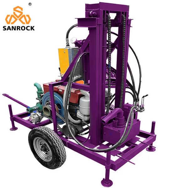 Water Well Drill Rig Diesel Engine Portable Water Drilling Machine Trailer Mounted Water Well Drilling Rig
