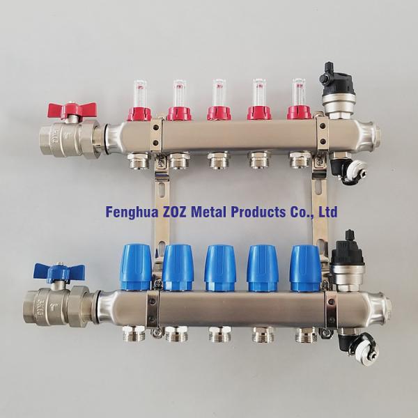 stainless steel radiant water heating manifolds for central heating system, floor heating manifold