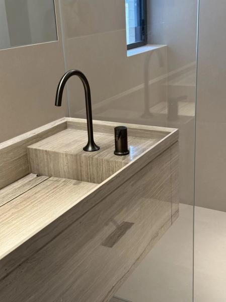 Serpeggiante Marble Bathroom Washbasin | Wood-Veined Stone Vanity