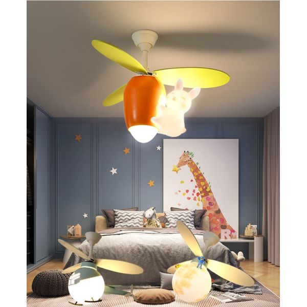 Детский мультфильм Креативный Милый Кролик Морковь Потолочный вентилятор Свет для спальни мальчика девочки