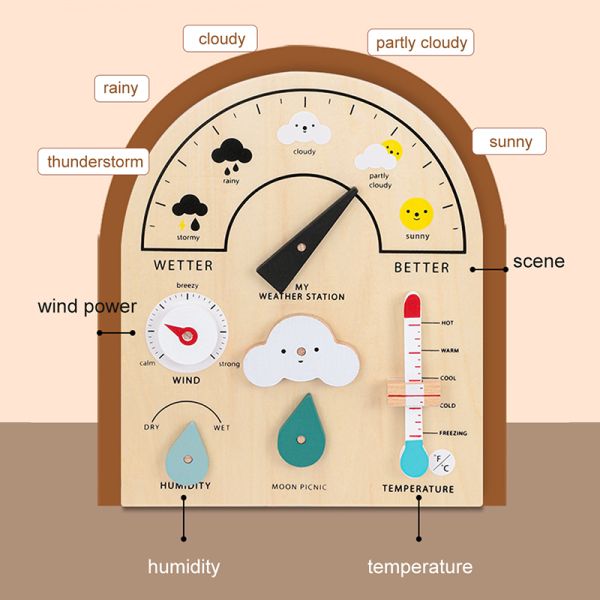 Wooden Weather Station Toy Weather Forecast Holiday Calendar Board