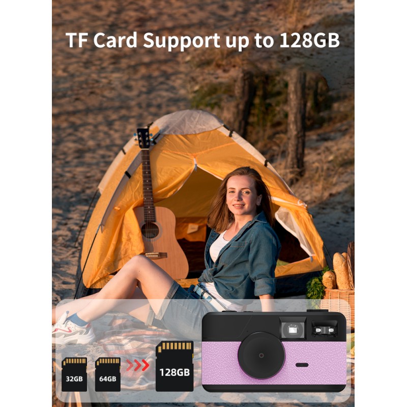 Mini Retro Screenless Digital Point and Shoot Photo Camera Screen-free 8 Mode Filters 8MP Photo LED Flash Camping Snap Camera