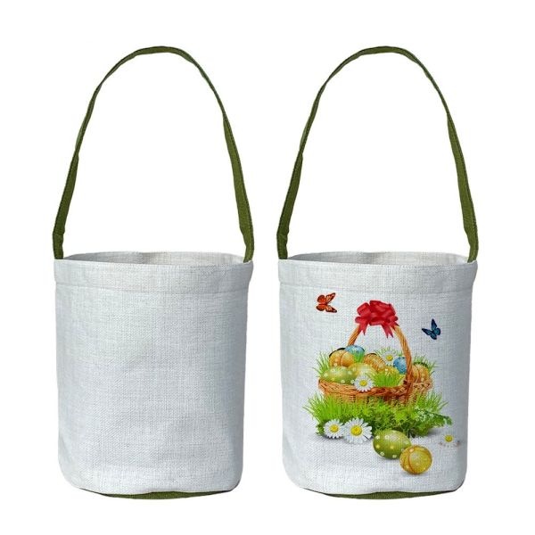Blank Linen Sublimation Easter Baskets Custom Print Party Candy Tote Bag Sublimation Easter Bags
