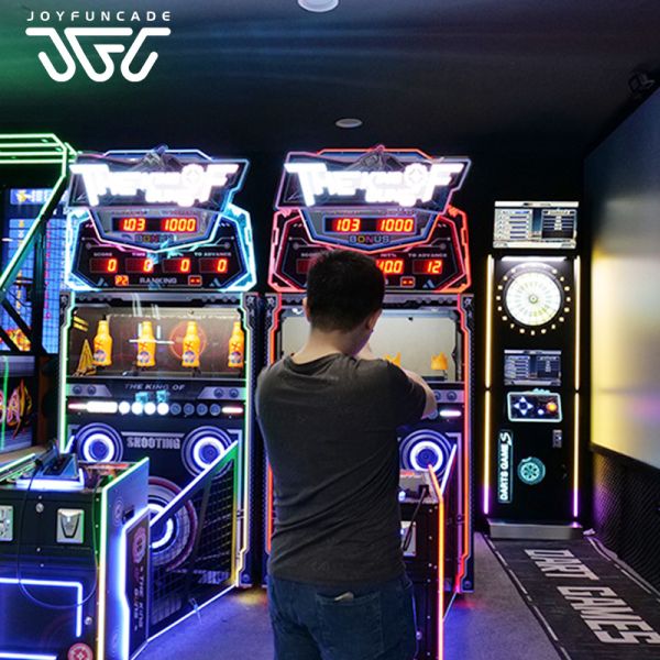 4-Player Gun Game King Shooting Arcade Machine Commercial Bottle Shooting Ticket Redemption Game Deluxe Bottle Shoot Arcade Simulator with 75-Inch Screen