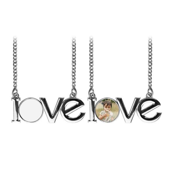 Sublimation Blank Necklace Love Shape DIY Photo Print Metal Charms Sublimation Necklace Pendants