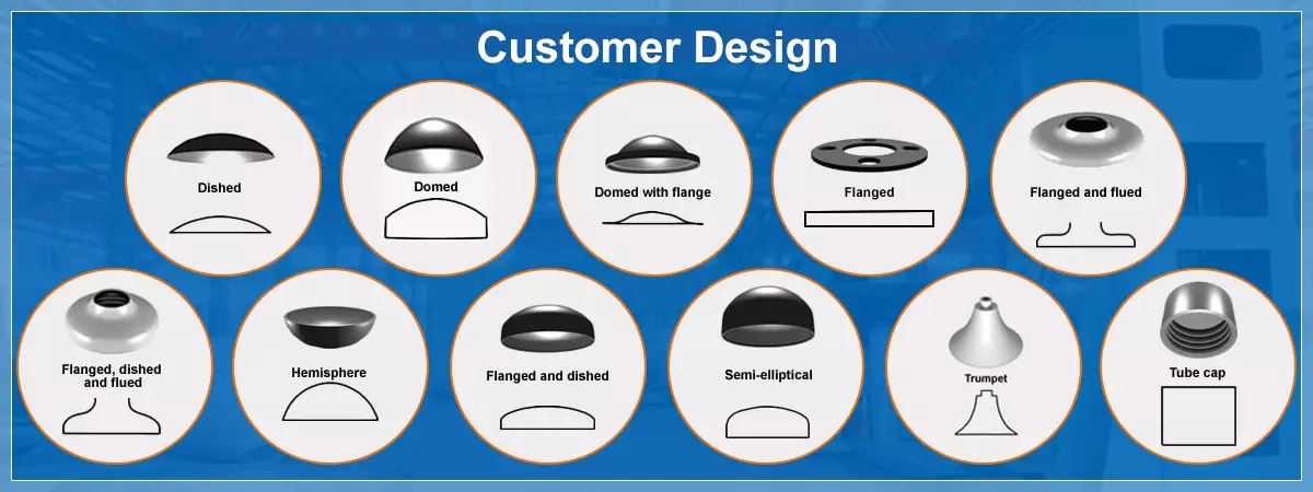 Промышленность Большой диаметр плоский дно эллиптическая коническая овальная голова Железо прессованная нержавеющая сталь голова литья