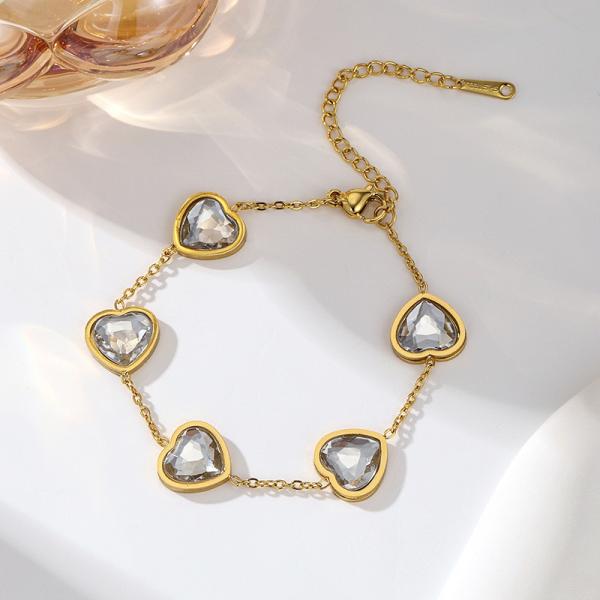 Women's Jewelry 18K Gold Plated Stainless Steel Chain Crystal Bracelets for Women