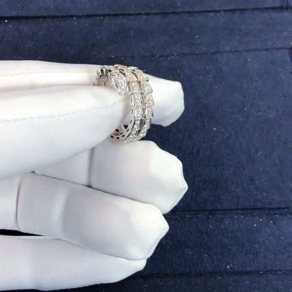 Elegant  18K Gold  2 Row Diamonds Serpenti Viper Ring Diamond Ring Yellow Gold White Gold