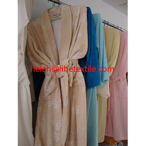 bathrobe , bath shirt , yellow , blue , white color , 100% cotton