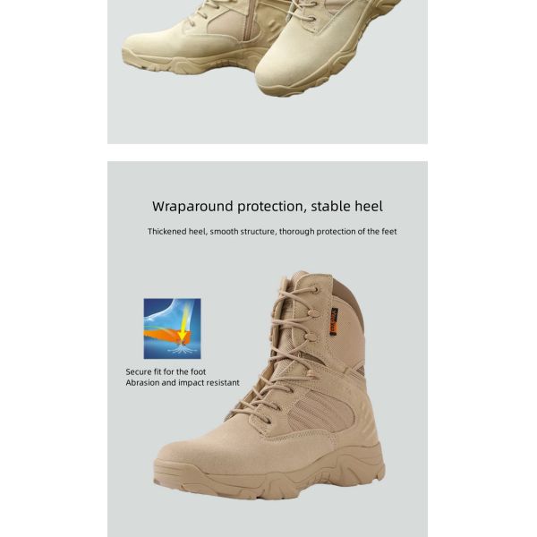 Delta Boots Military Combat Desert Boots Khaki Black Two-ply cowhide