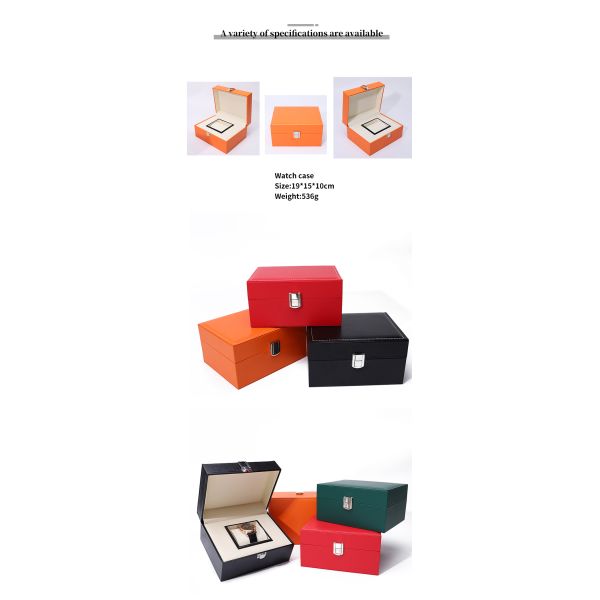 Upscale Damp Proof Sleek Faux Leather Watch Box Packaging with Buckle Closure