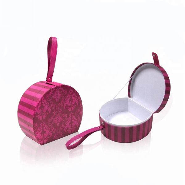 Snap Button Closure Round Suitcase Gift Box Special Paper Material