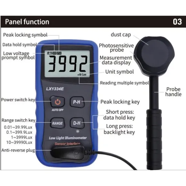 Professional Low Light Illuminance Portable Refractometer Lx1334e