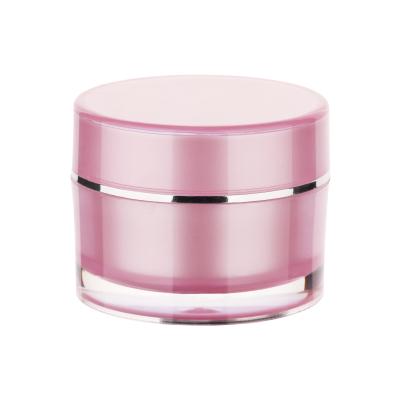 Round Pink Double Layer Cosmetic Cream Jar 50ml Portable Cosmetic Packaging Jars
