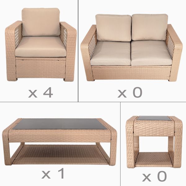 Factory New Style Set of 5 Garland Weaving Rattan Wicker Garden Patio Balcony Conversation Sofas
