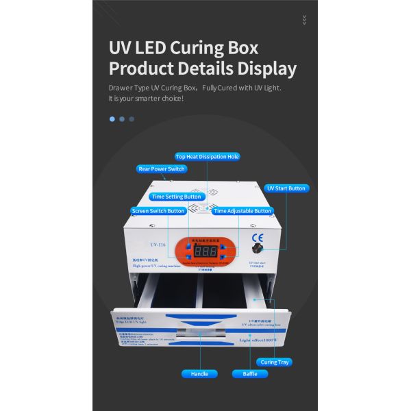 Drawer Type UV LED Curing Equipment LCD Screen 100W 30s