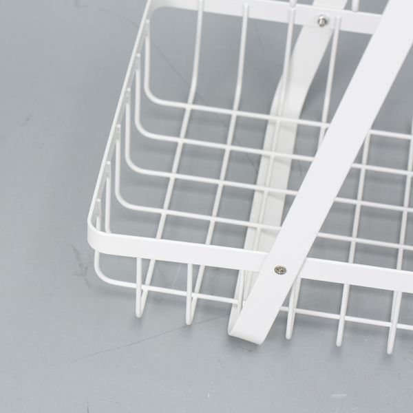 Countertop Wood Handle Iron 2 Tier Wire Fruit Basket For Kitchen Organization