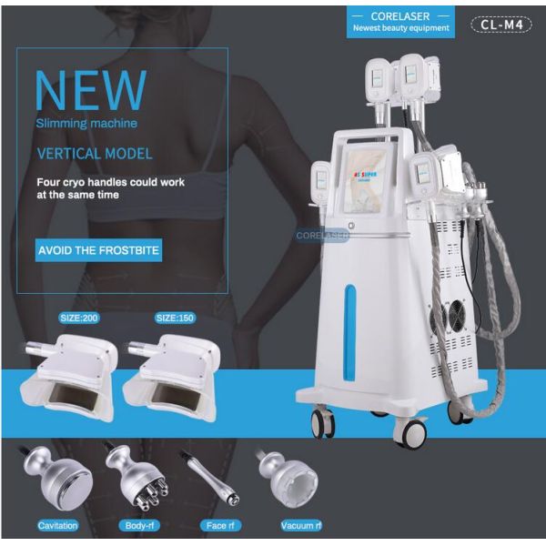 4 Cryo Handles Body Slimming Machine , Vertical Type Weight Reduction Equipment