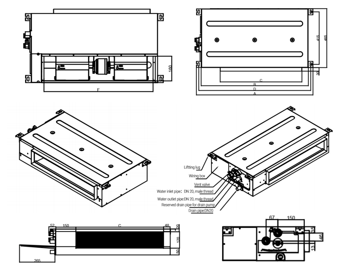 Quiet Ultra Thin Fan Coil Unit For Chilled Water Air Conditioning