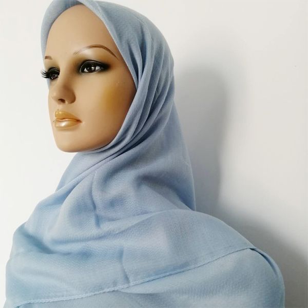 Wholesale Solid Color Hijab square Jacquard Tudung for Muslim Women
