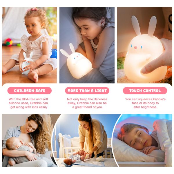 1200mAh Soft Animal Silicone LED Night Light For Toddler Kids Sleep