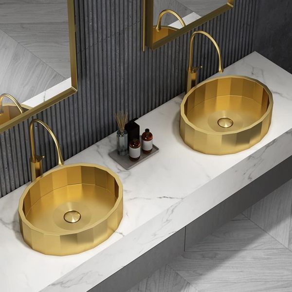 Oval Shaped Stainless Steel Vessel Bathroom Sinks With Matte Black Matte Grey Color