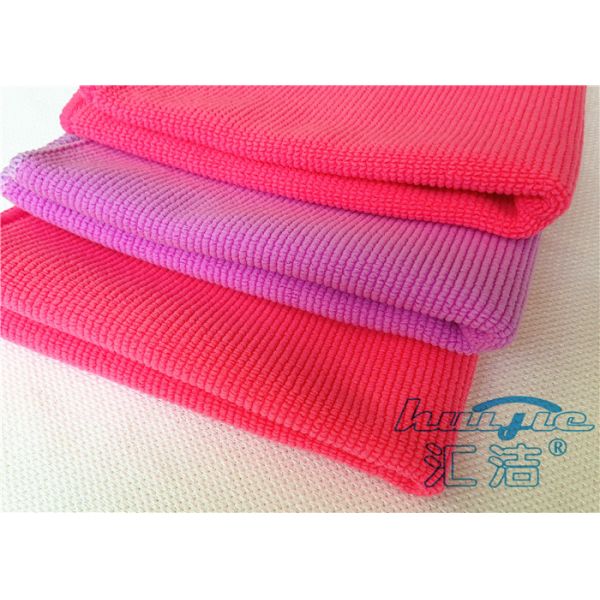 High Absorption Red Microfiber Cleaning Cloth With Silk Banded Edges 16