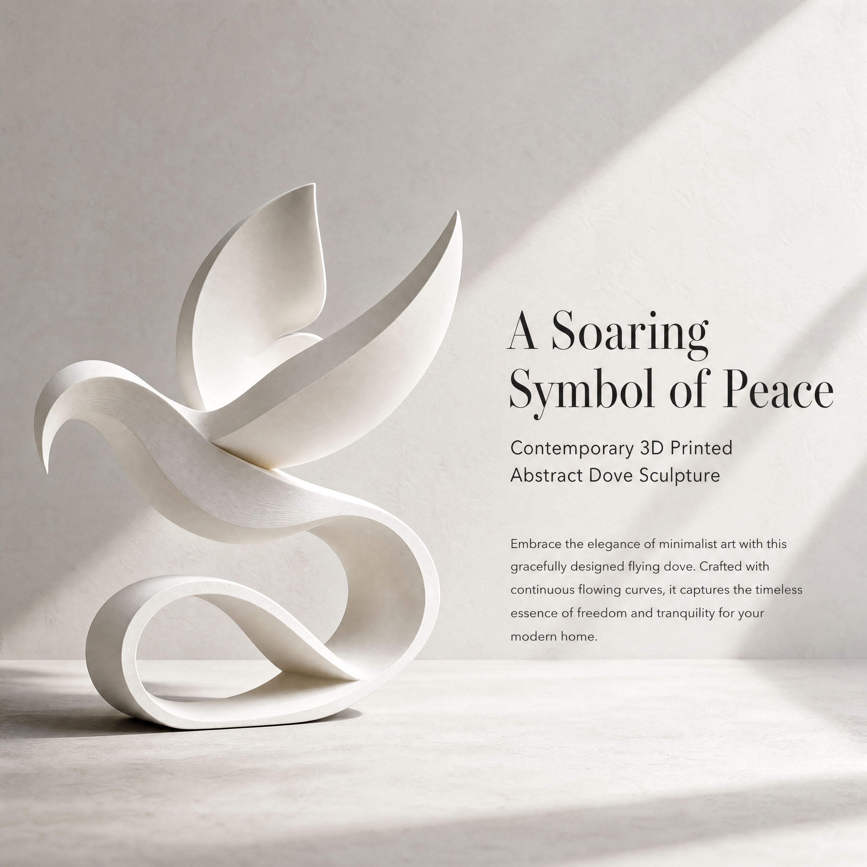 Modern 3D Printed Arts Home Decor Abstract Flying Dove Sculpture