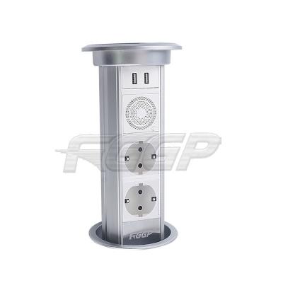 Aluminium Alloy Pin Plug Motorized 16A Rated Pop Up Socket