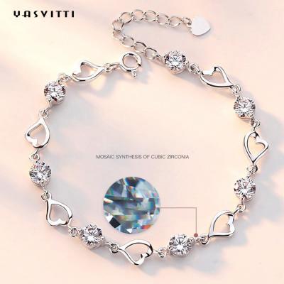 7.9in 4.6g Sterling Silver Jewelry Bracelets Sterling Silver Heart Bracelet ODM