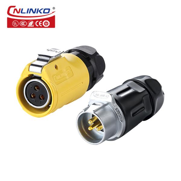 Cnlinko M20 Quick Connector Cable 12v 20A 3 Pin Battery Connector Industrial Plug 3 Pin Pin Socket Connector