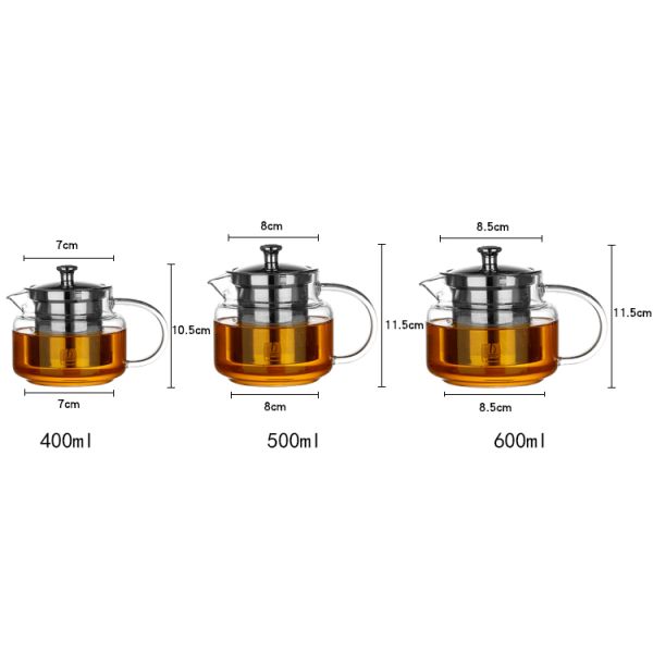 SS Removable Infuser Handcrafted Borosilicate Glass Teapot